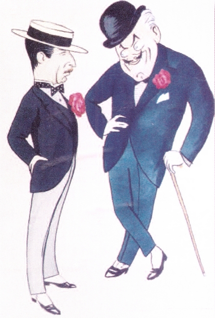 Alfred Luzarche d'Azay à gauche - Caricature de Don - Illustration Revue Vènerie - Société de Vènerie